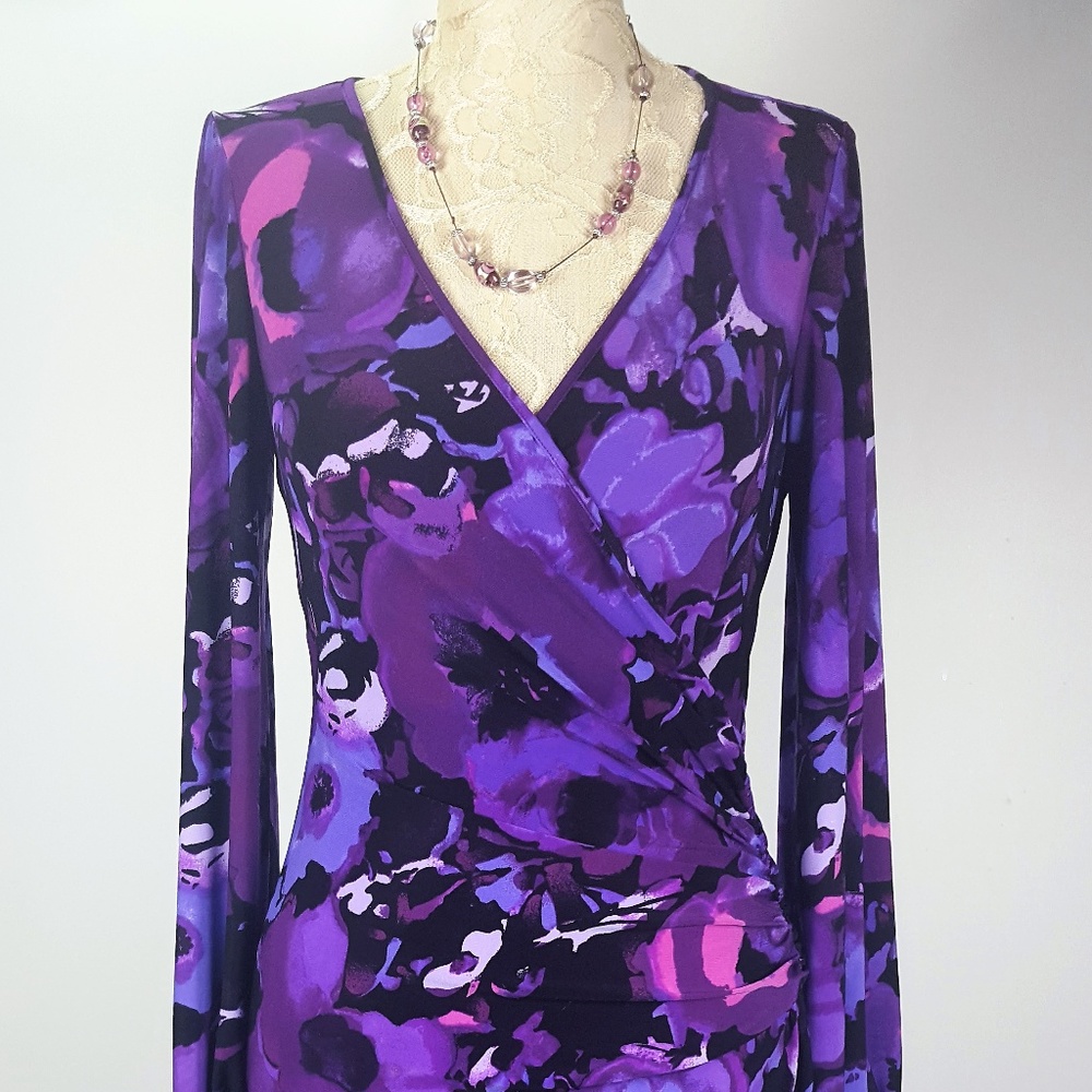 CHAPS Purple floral dress size PS